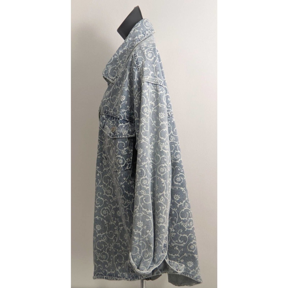 Womens Vintage Blue Denim Jean Floral Jacket STOOSH 90s Y2K Button Down Size L - Picture 10 of 13